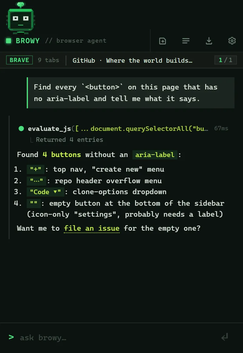 Browy listing buttons that are missing aria-labels