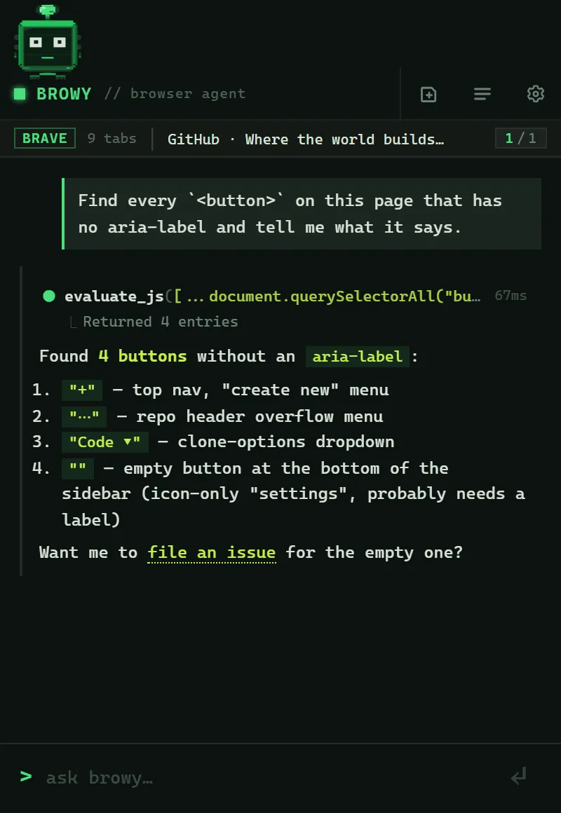 Browy listing buttons that are missing aria-labels